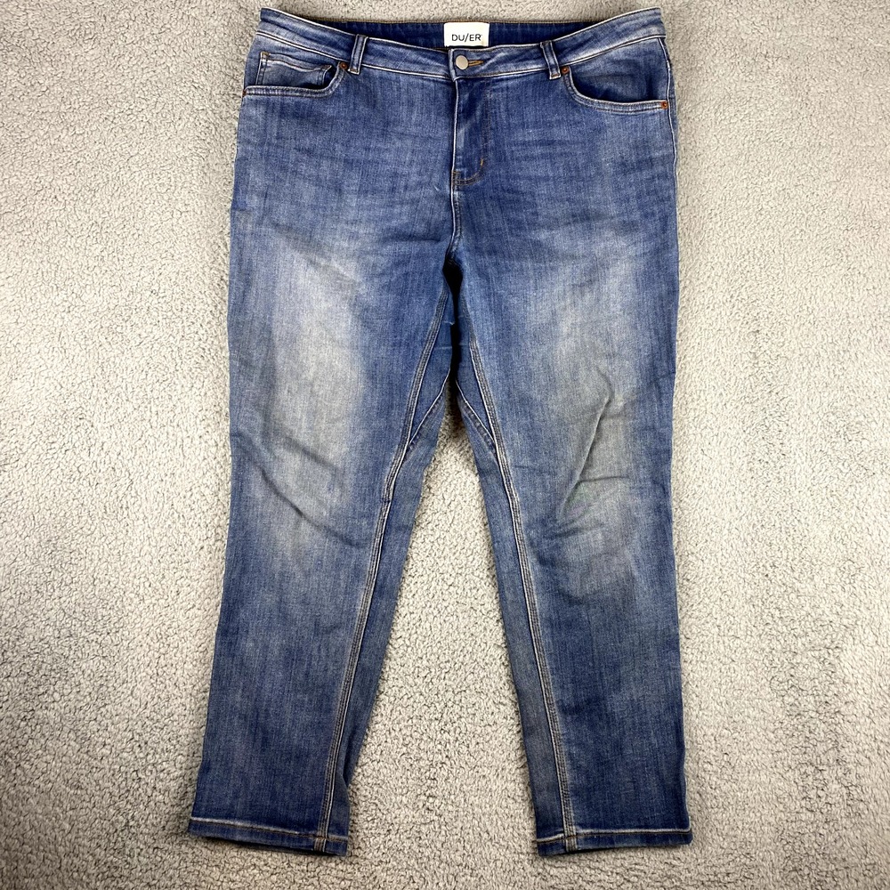 DU/ER‎ Jeans Womens 34x28 Blue Performance Denim Girlfriend Dark Stretch Denim